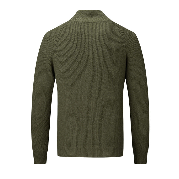Men's Korean-style Stand-collar Sweater Casual Handsome Slim Knit Cardigan Jacket