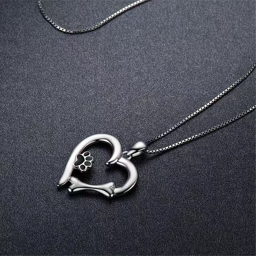 Versatile Simple Heart-Shaped Pendant Necklace For Pet Lovers