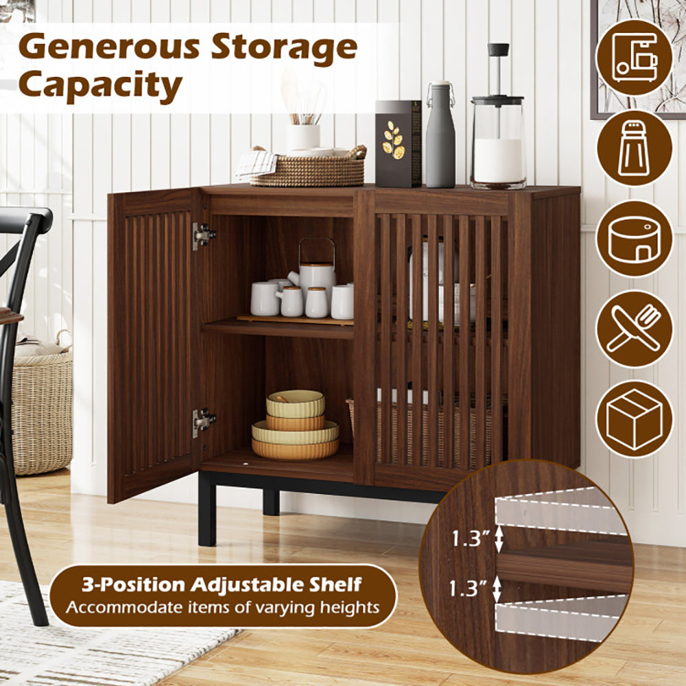 Buffet Cabinet With Storage 32 Inch Wooden Sideboard Coffee Bar Station With Adjustable Shelf Anti-toppling Devices