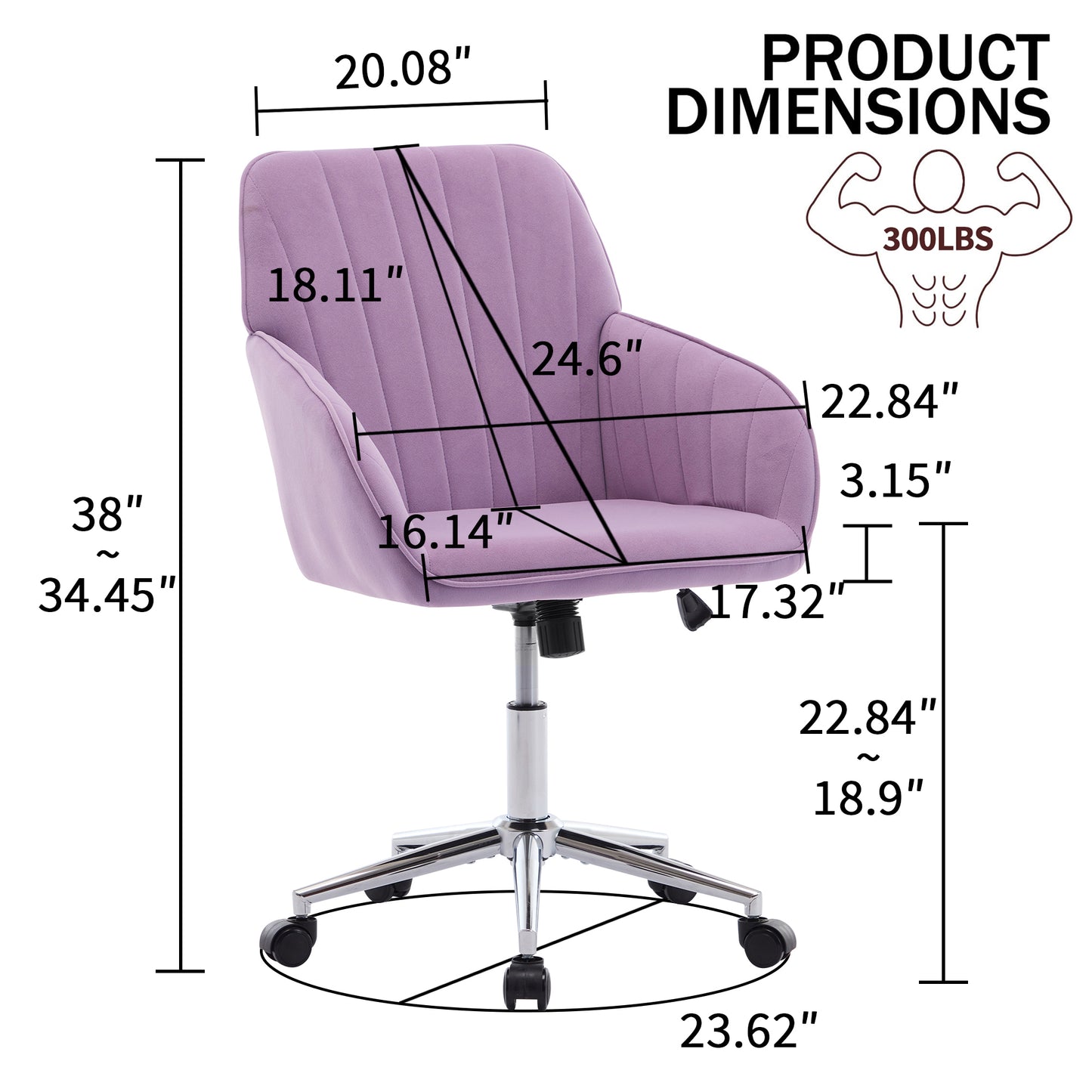 TY Adjustable Office Chair, Home Bedroom, Ergonomic Swivel Chair, Backrest Seat, Comfortable For Long Sitting