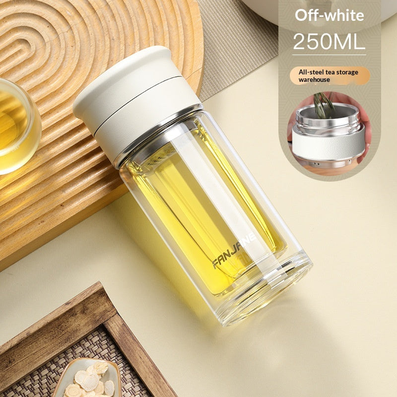 Chinese Character Simplificationcomplication Tea-water Separation Glass Cup Double-layer Teacup Pass