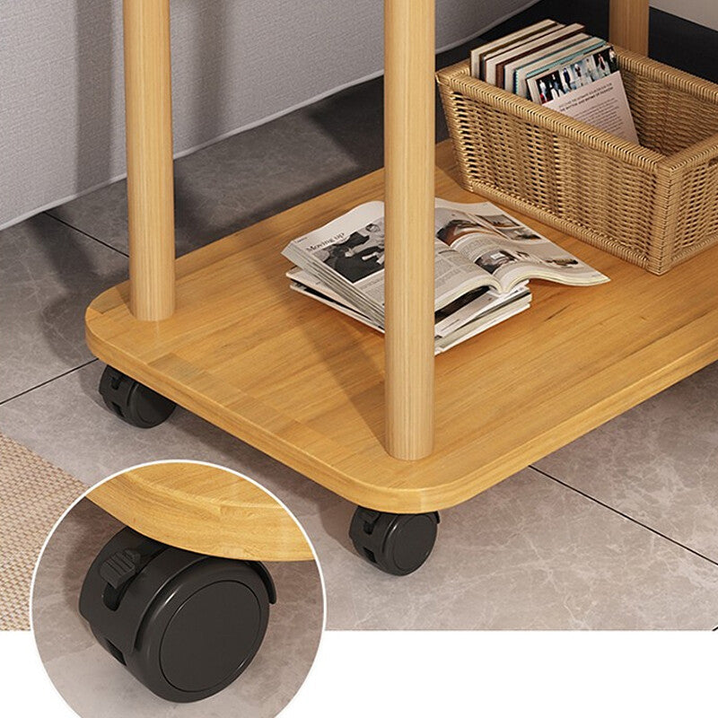 2 Tier Small Sofa Side Table Couch End Table Coffee Tea Snack Desk With Wheel