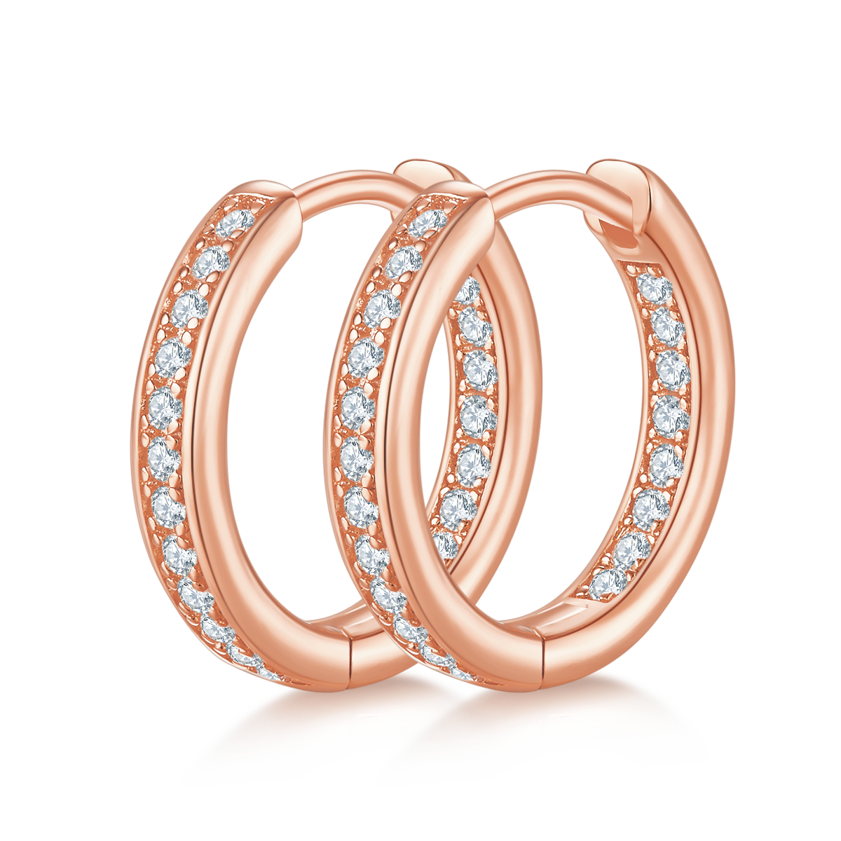 S925 Sterling Silver 40pcs Moissanite Huggie Hoop Earrings Women 14.5mm Platinum Plated GRA Certified Hypoallergenic Gift Box