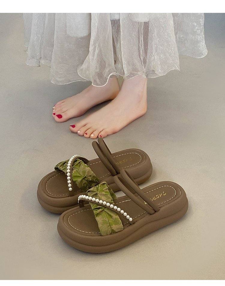 Women New Korean Style Platform Slide Slippers, Soft Cloud Slides Anti-slip Odor-resistant Daily Summer Sandals