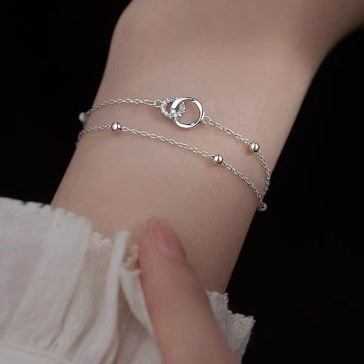 1pcs 999 Sterling Silver Mobius Infinity Bracelet, Elegant Trendy Style, Ideal For Birthday & Anniversary Gifts