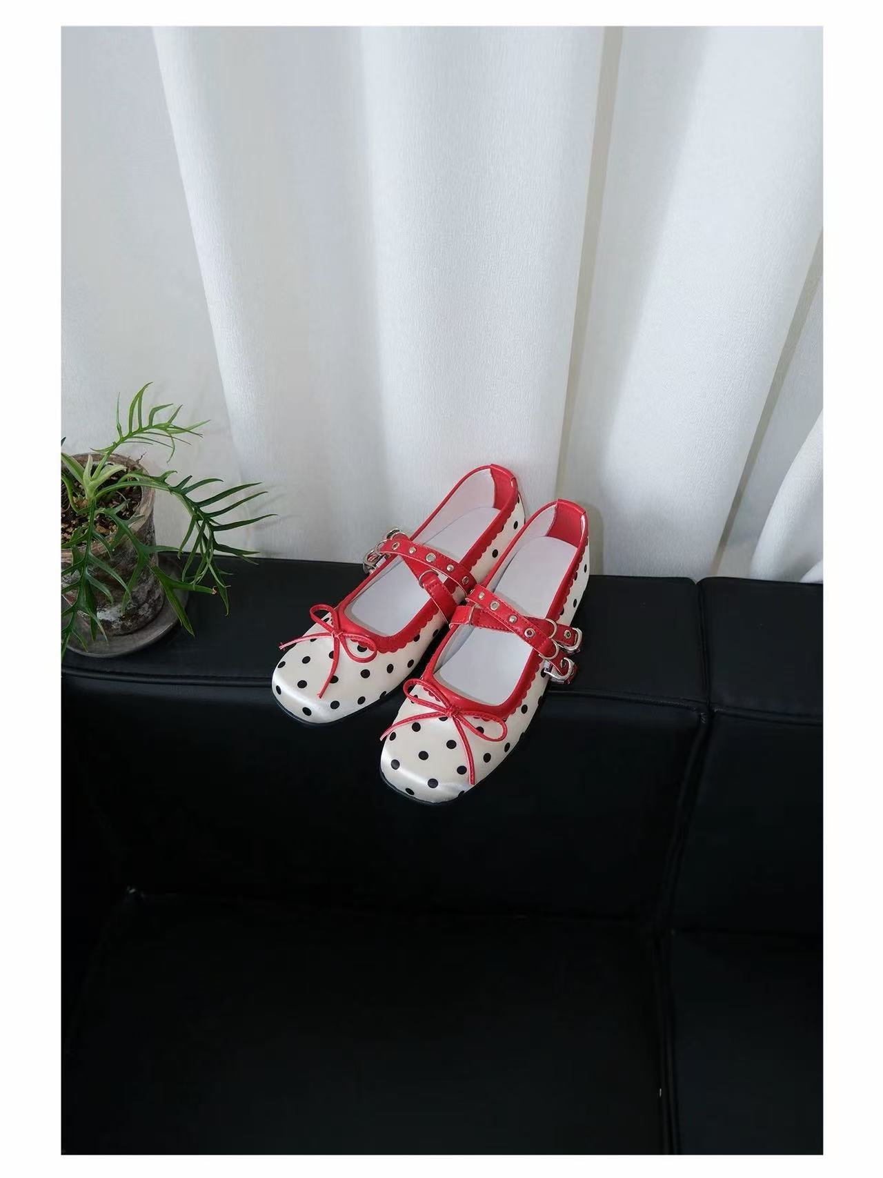 Women Vintage Polka Dot Bow Fashion Mary Janes, 2026 Spring Summer New, Elevated Casual Outdoor Shoes