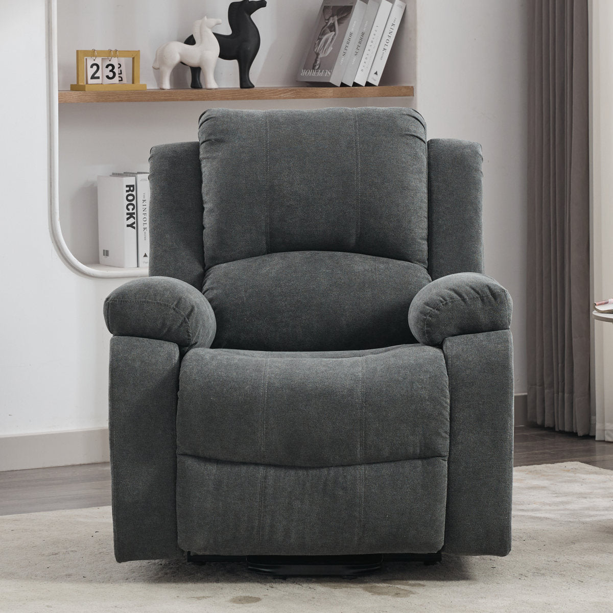 Power Massage Lift Recliner Chair With Heat & Vibration For Elderly, Heavy Duty And Safety Motion Reclining Mechanism Fabric Sofa With Storage Pockets, Cup Holders