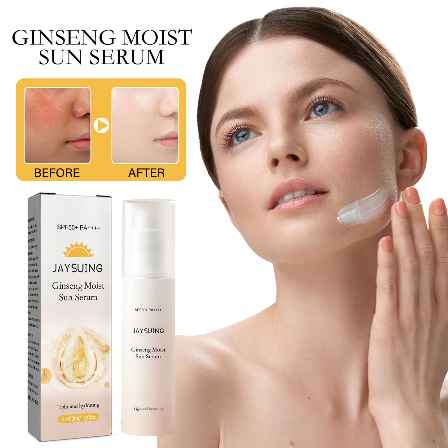 Jaysuing Ginseng Moisturizing And Protective Essence, Natural Makeup Moisturizing Refreshing And Protecting Against Ultraviolet Light Essence