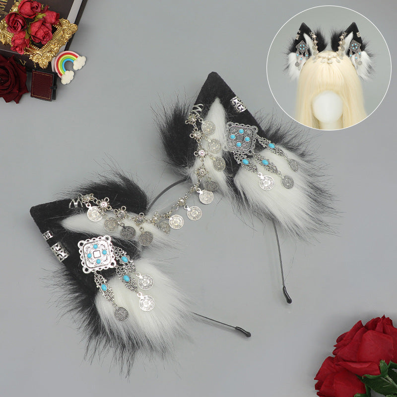 Tibetan Hair Accessories Exotic Wolf Ear Animal Ears Headband Bohemian Travel Photo Shooting Props