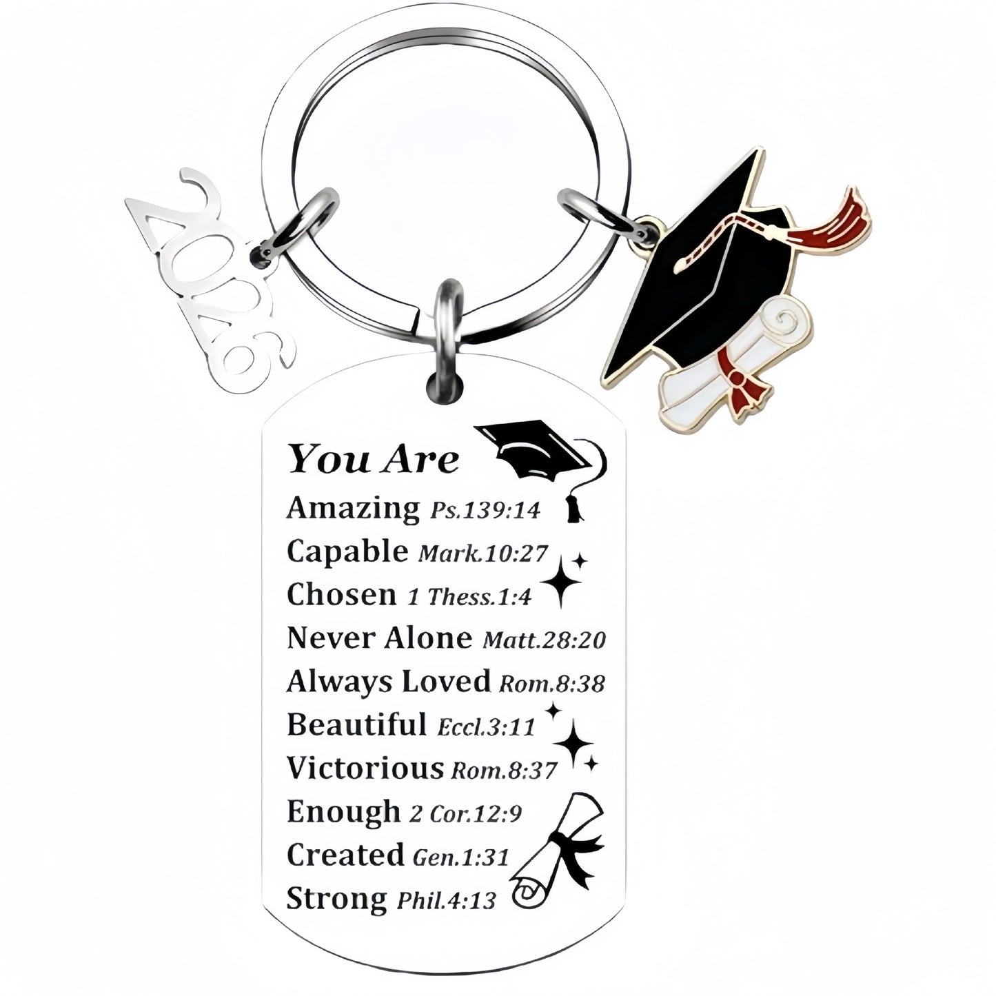 Stainless Steel Keychain With Laser-engraved Graduation Gift Backpack Pendant