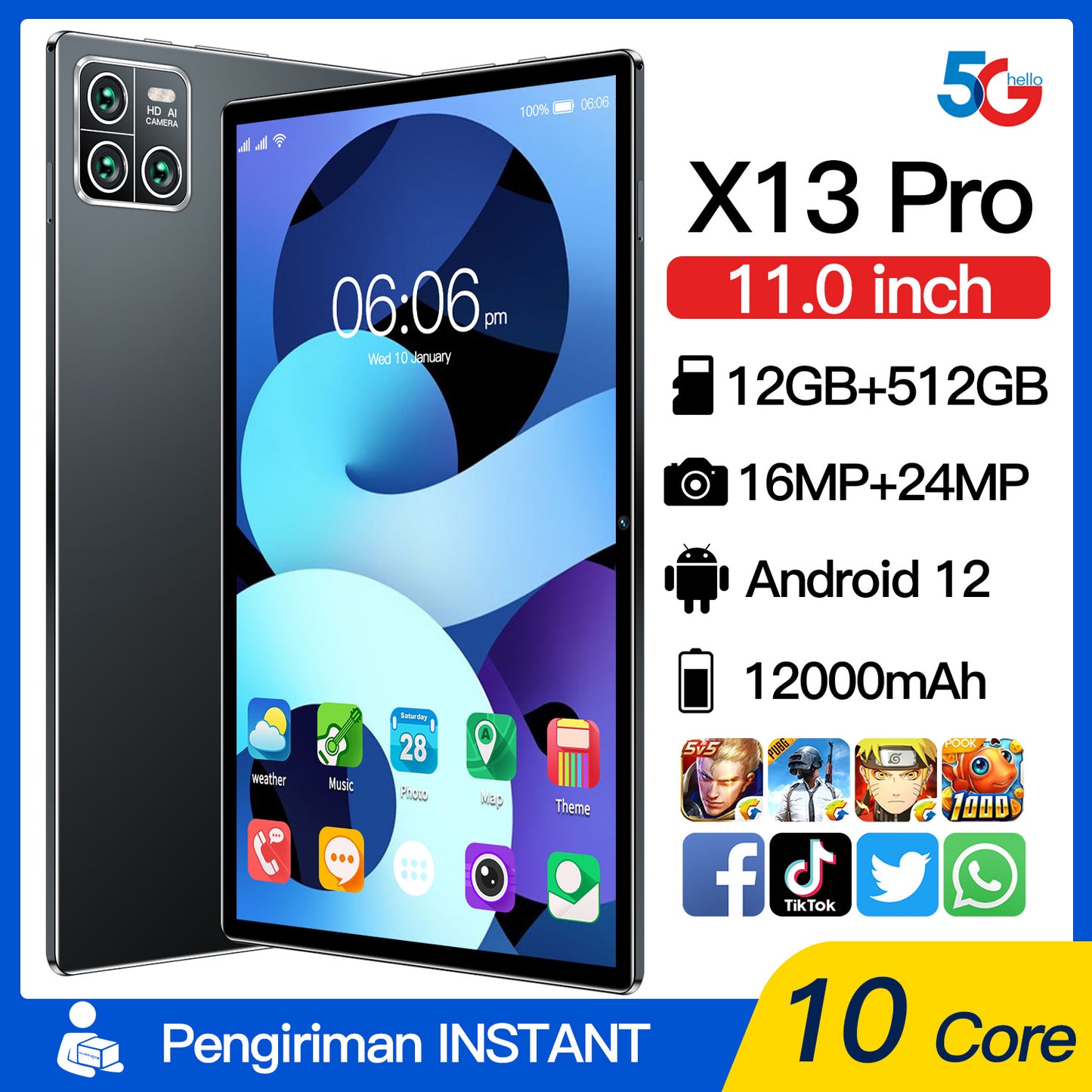 10 inch Tablet X13  Smart Android 14  Google  Bluetooth Calling