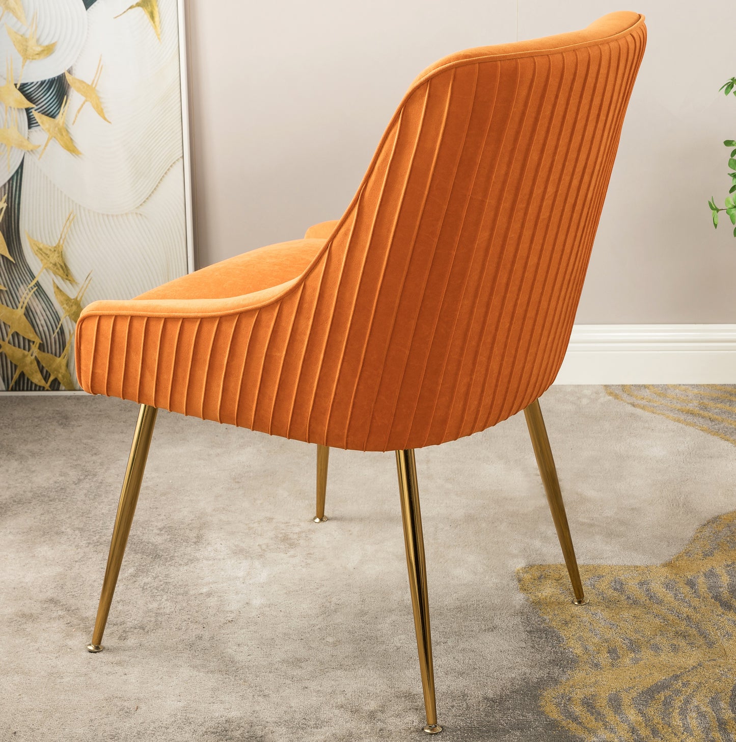 Velvet Dining Chair With Gold Legs, Modern Upholstered Accent Chair, Comfy Side Chair For Kitchen Living Room