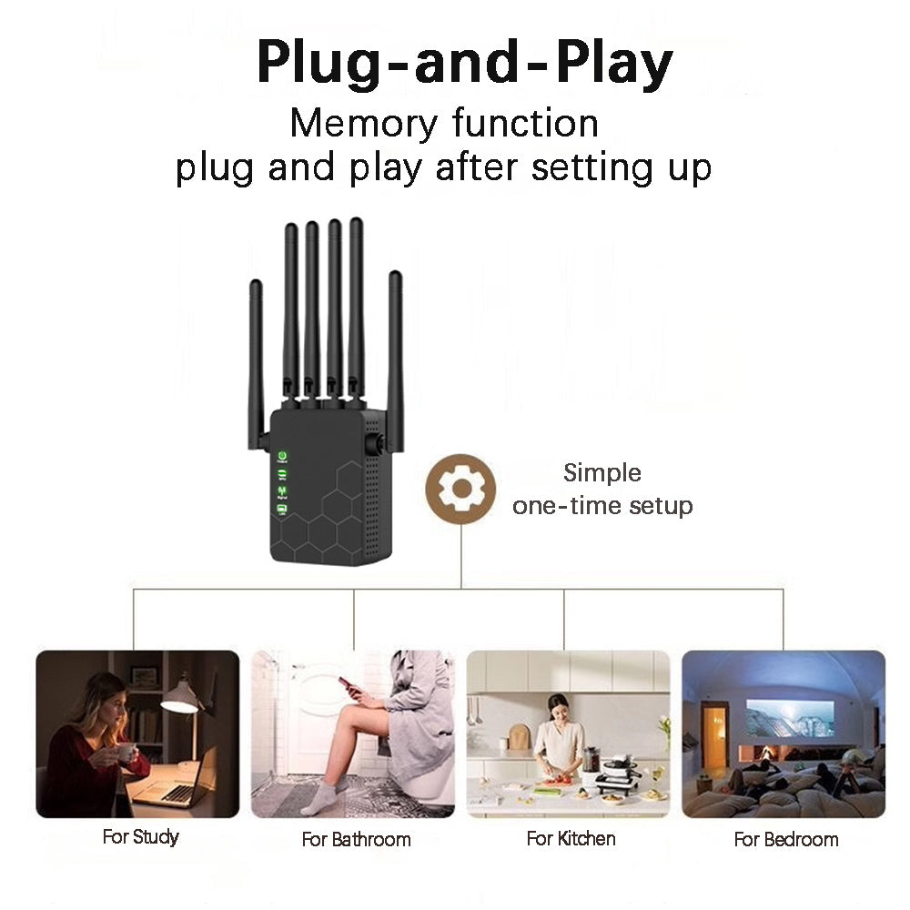 300Mbps WiFi Repeater, 2.4GHz Or 5GHz&2.4GHz, 6 Antenna Wireless Amplifier, AP Modes And Repeater Mode Extender Booster, WiFi5, White,  For Home And Office, Christmas Gifts