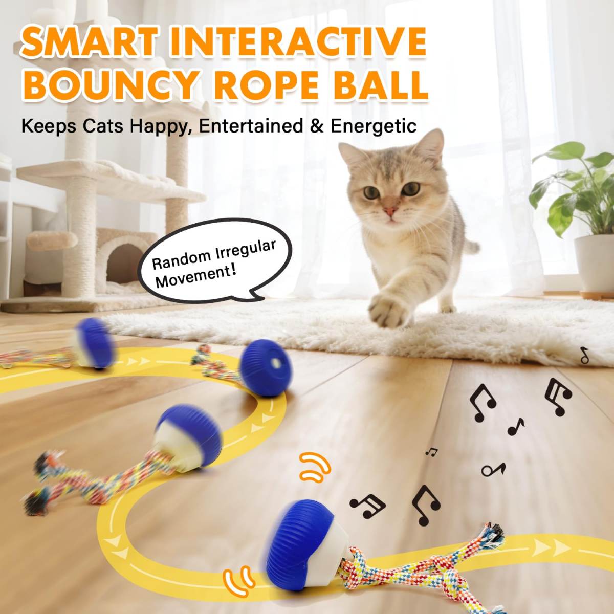 Interactive Cat Toy, 360 Rotating Automatic Moving Cat Toys, Voice Recordable Auto Rolling Pet Toy With LED Sound & Music, Rechargeable Interactive Cat Toys For Indoor Cats & Small Dogs