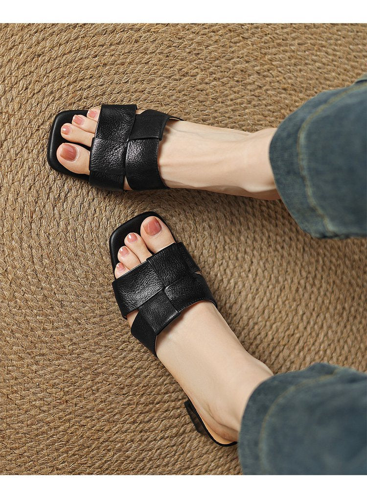 2026 Summer New Women's Sandals, Block Heel, European & American Minimalist Classic, Korean Style Open Toe Fashion Slides For Mothers