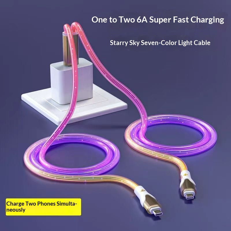 6A Starry Sky Glowing Car Charging Data Cable