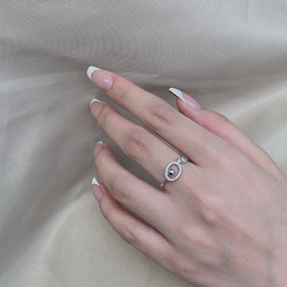 Women's Korean-style S925 Sterling Silver Round Simple And Irregular Zircon Ring