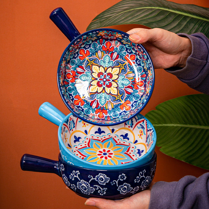Bohemian Ceramic-handled Bowl Creative Design For Home Use