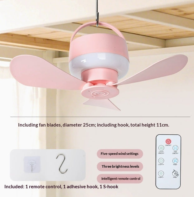 Smart Remote-controlled Rechargeable Mini Ceiling Fan Night Light