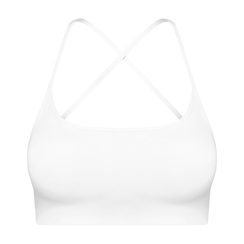 Summer Outdoor Wear Crisscross Back-enhancing Sports Bare-feel Bra With Thin Straps