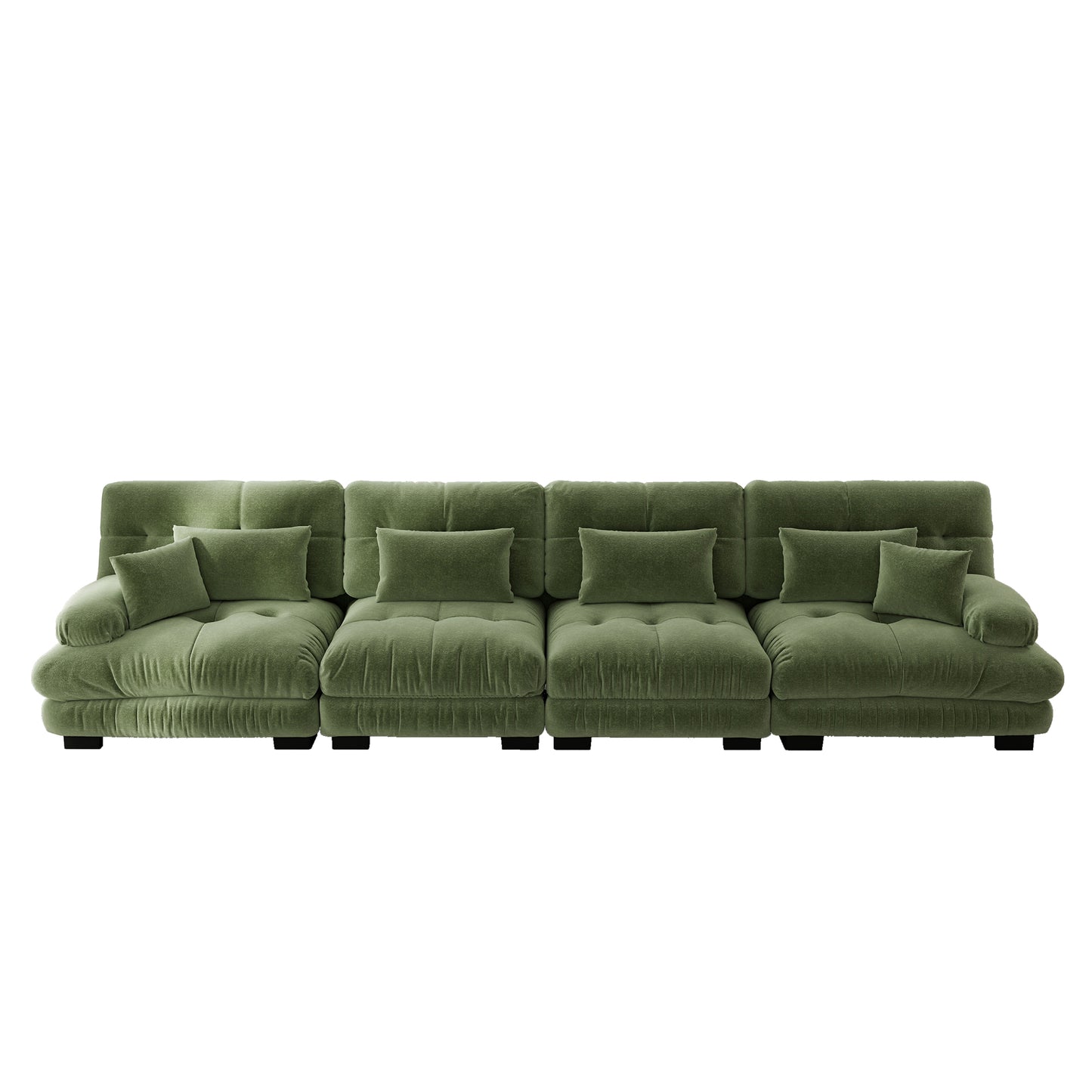 4 Seater Modular Corner Sofa With Deep Seat, Chenille Sofa Bed Comfortable Upholstered For Living Room, Apartment, Studio, Office,Chenille Green