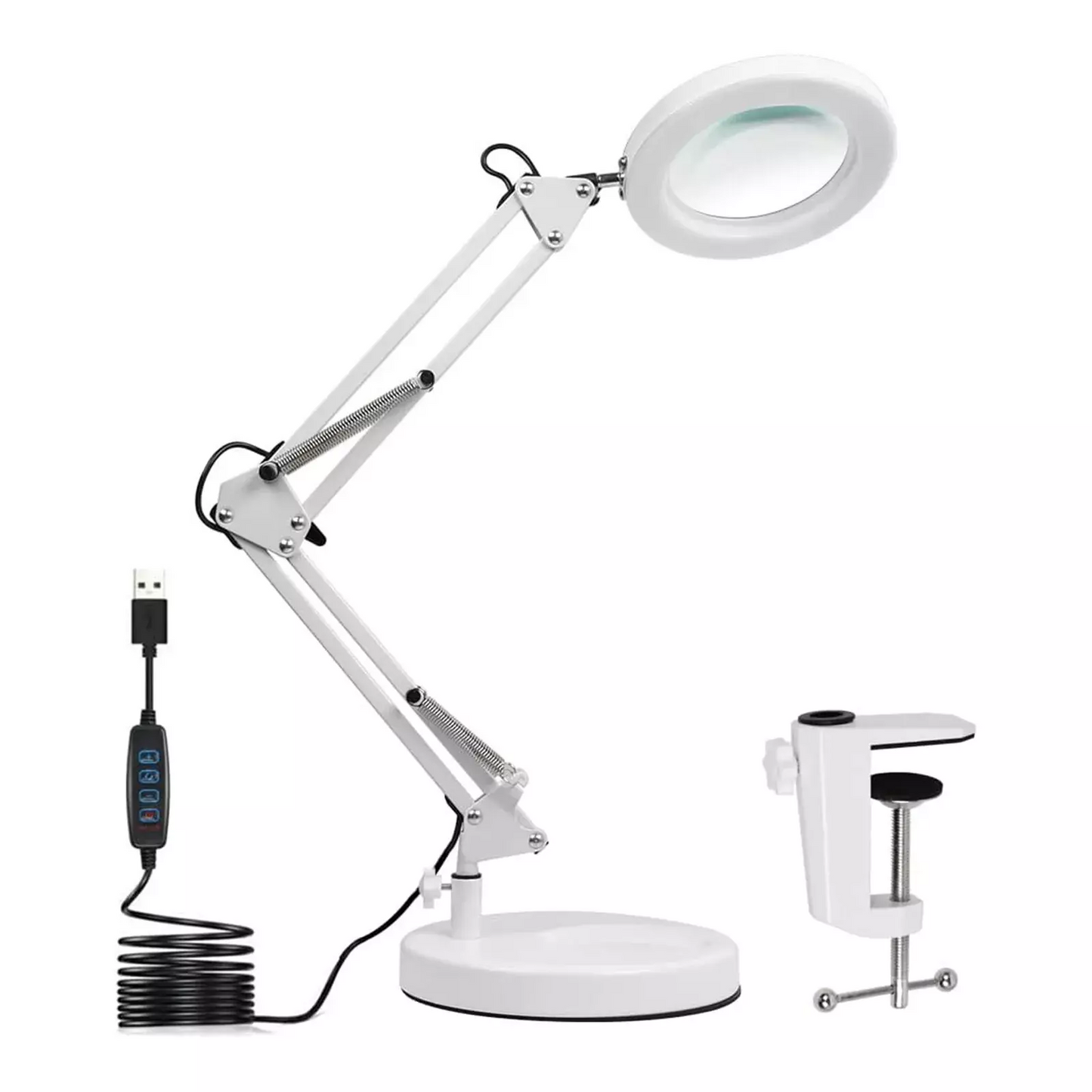 10x Magnifying Desk Lamp With LED Lighting, Including Base And Clamp