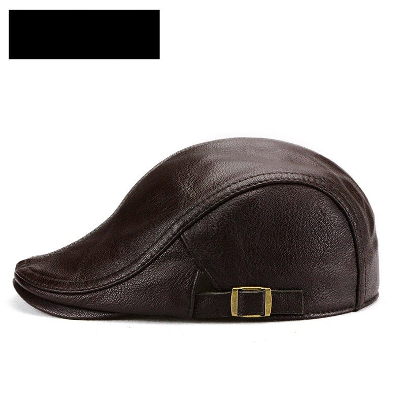 Mens Thin Korean-Style Leather Hat For Autumn And Winter Perfect For Middle-Aged And Older Gentlemen