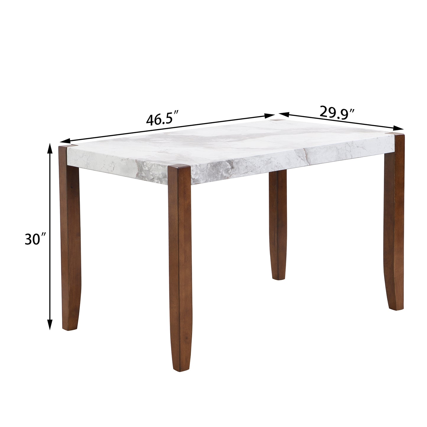 46.5  Modern Dining Table, Rectangular Faux Marble Style Table With Sturdy Wood Legs, Easy To Clean Rectangular Kitchen Table For Dining Room, Living Room, Easy Assembly  OLD SKU WF321684AAK