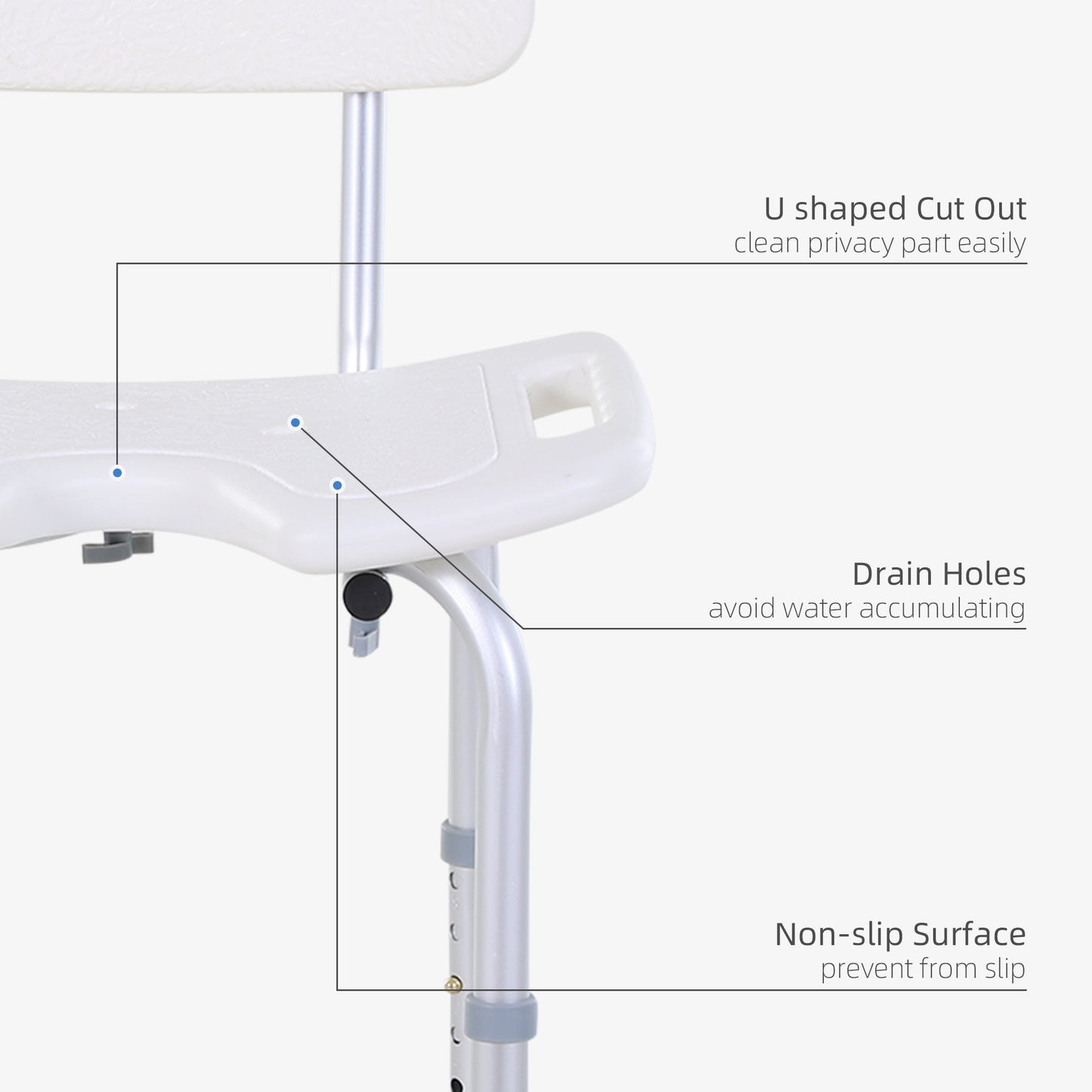 8-Level Height Adjustable Bath Stool Spa Shower Chair Aluminum W/ Non-Slip Feet, Handle For The Pregnant, Old, Injured