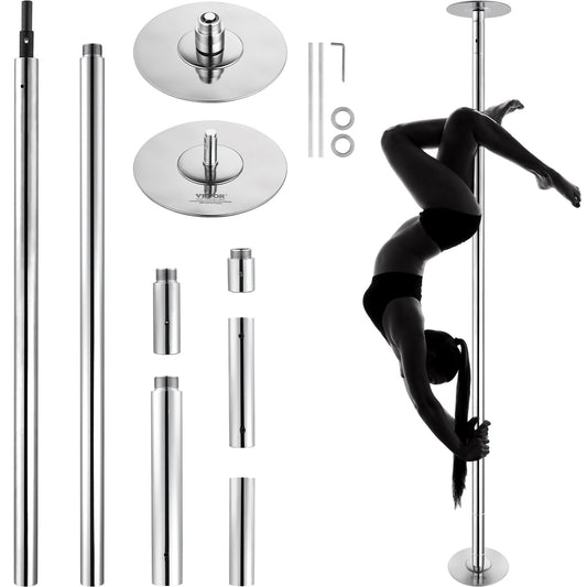 Professionelle Tanzstange, Pole Dance Tragbare Tanzstange Profi Ca. 222,6-282,4 Cm Höhenverstellbare Abnehmbare Fitnessstange Spinning Fitness Silber, Tanzstange Fitnessstudios, Club, Party