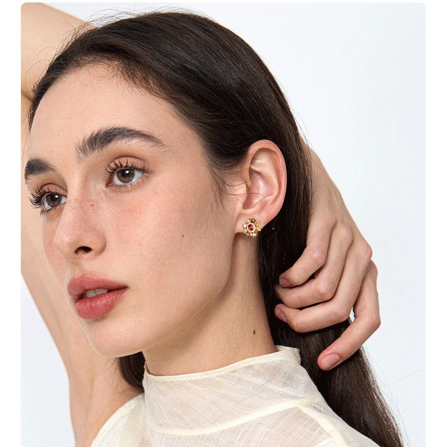 Retro Designer Candy Enamel Stud Earrings For Women, Niche Exquisite Versatile Fashion Dainty Ear Jewelry