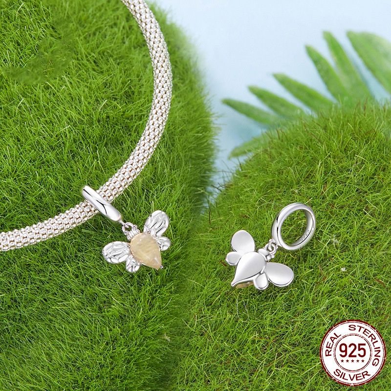 Bee Pendant Diy Beaded S925 Pure Silver Ornament Accessories