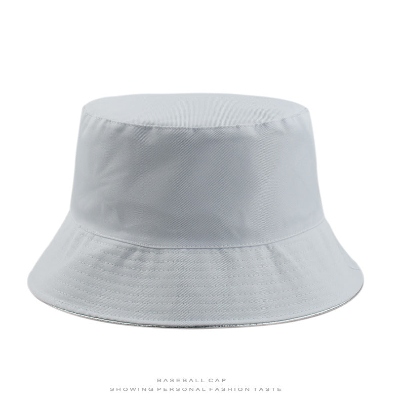 Summer Best-selling Laser-embossed Sequin Boater Hat, PU Bucket Hat, Fashionable Trend Street Hat, Outdoor Sun Protection Double-sided Sunshade Hat