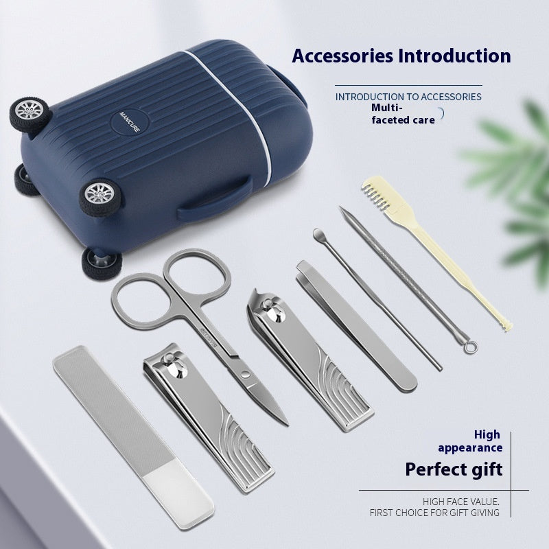 Portable Suitcase Nail Clippers 8 Pieces Suit Beauty Manicure Full Set