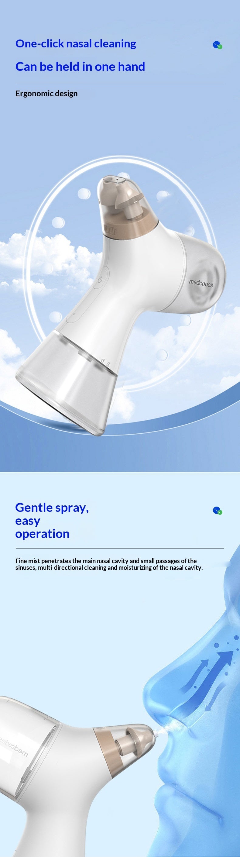 High-frequency Pulse Nasal Irrigator For Adultselectric Portable And Convenient For Home Or On The Go