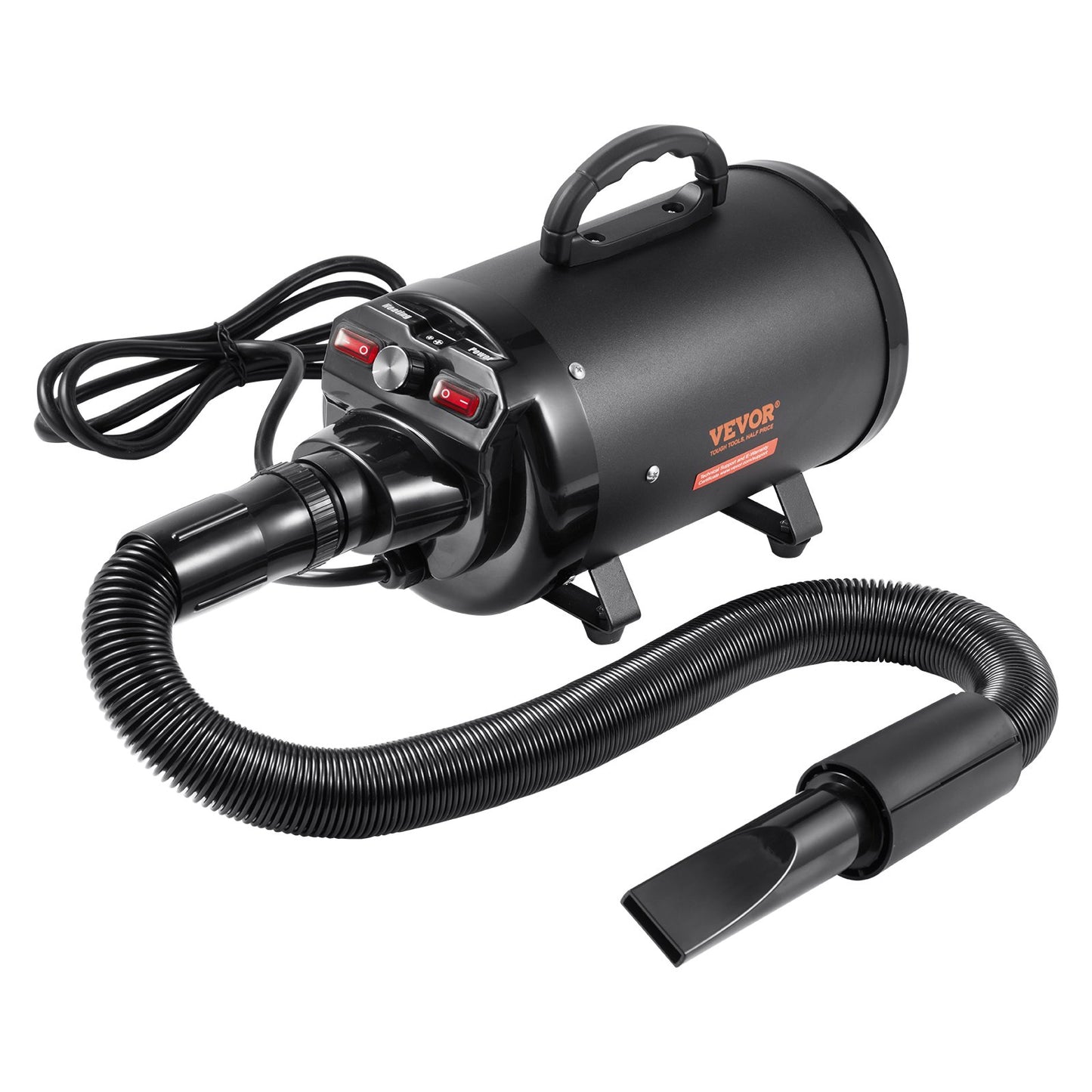 Dog Dryer, 2800W/4.3HP Dog Blow Dryer, Pet Grooming Dryer With Adjustable Speed And Temperature Control, Pet Hair Dryer With 4 Nozzles And Extendable Hose, Black