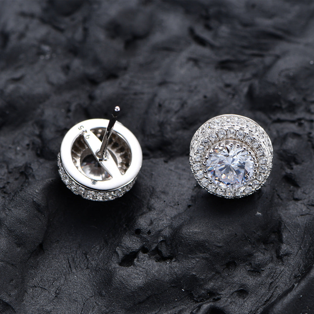 1 Pair Hip Hop Wedding  Zircon Stud Earrings,Sparkling,Unisex,Daily Accessories And Women's Jewelry
