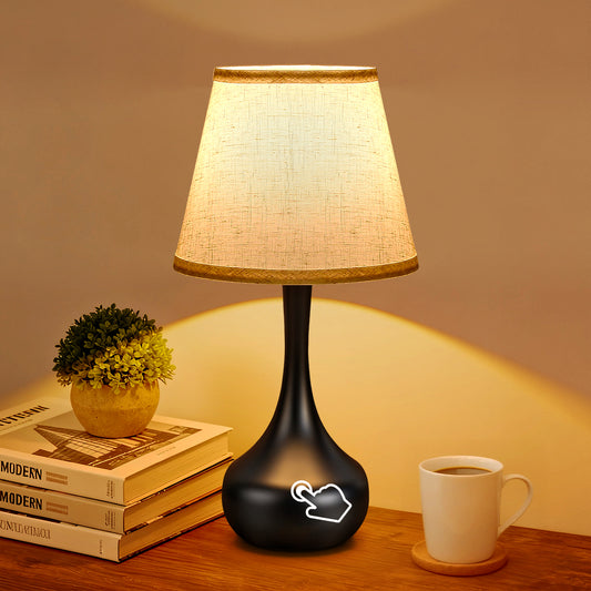 3-Way Dimmable Set Of 2 Small Bedside Lamps For Night Stands, Black Desk Lamps For Kids Room,Office,Living Room, End Table LED Bulbs Included