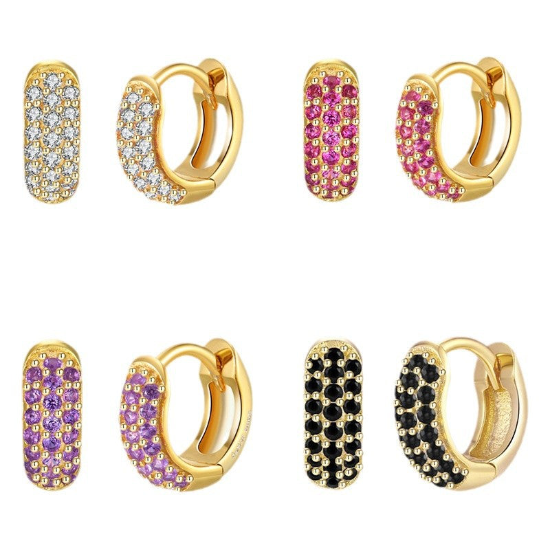 Color Zircon Ear Studs Popular Fashion Best-seller