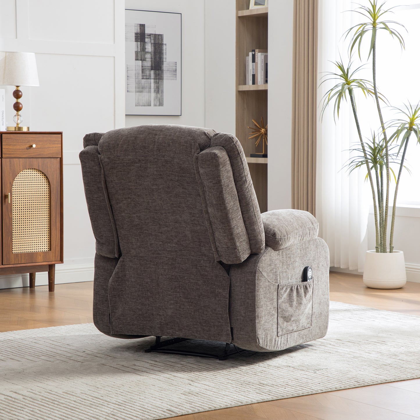 Multifunctional Electric Recliner With Electric Massage And Heat Function, Manually Adjustable Backrest And Footrest, And Side Storage Pockets.Gray
