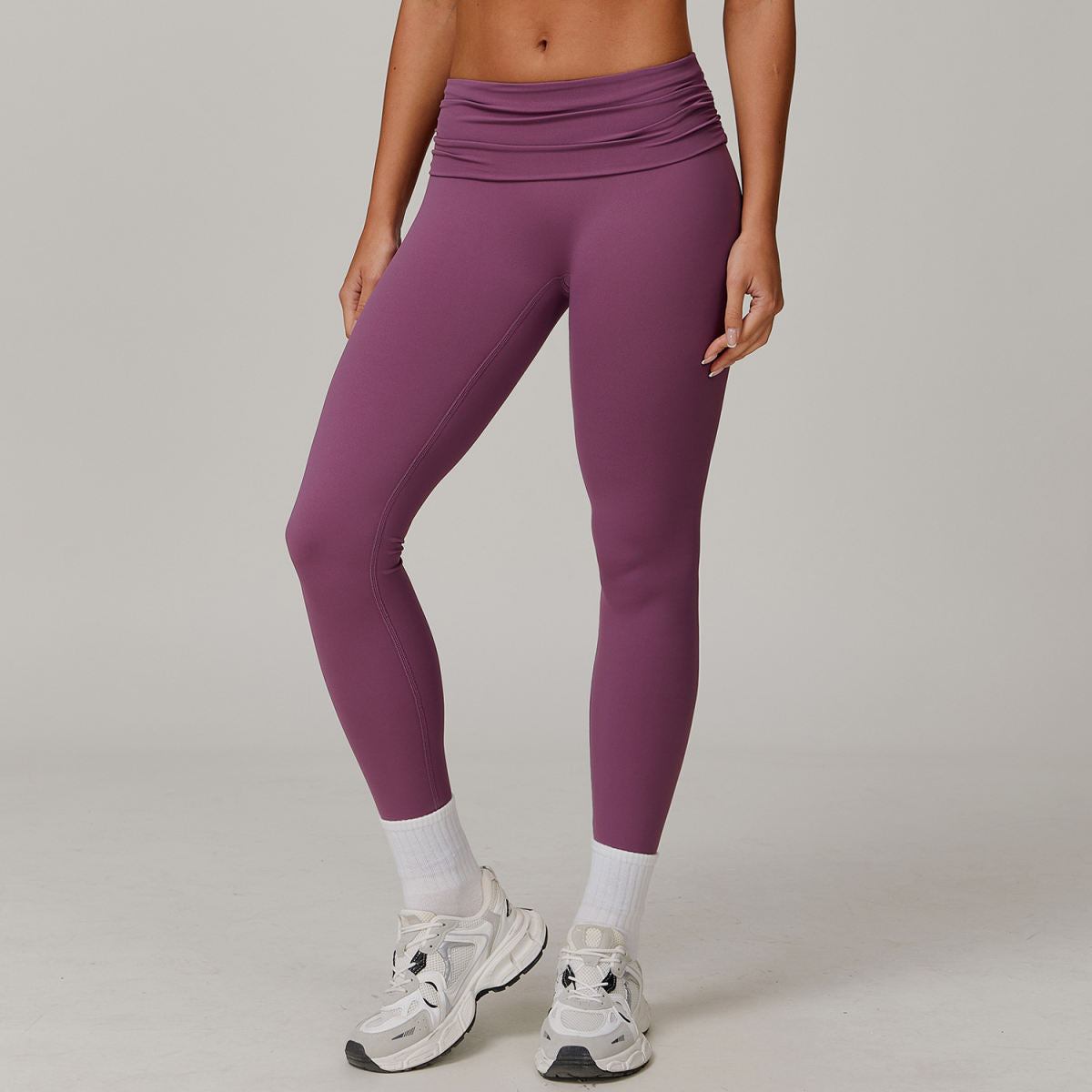 Fold High Waist Yoga Pants Women's Cloud-feeling Belly Contracting And Hip Lifting Sports Pants