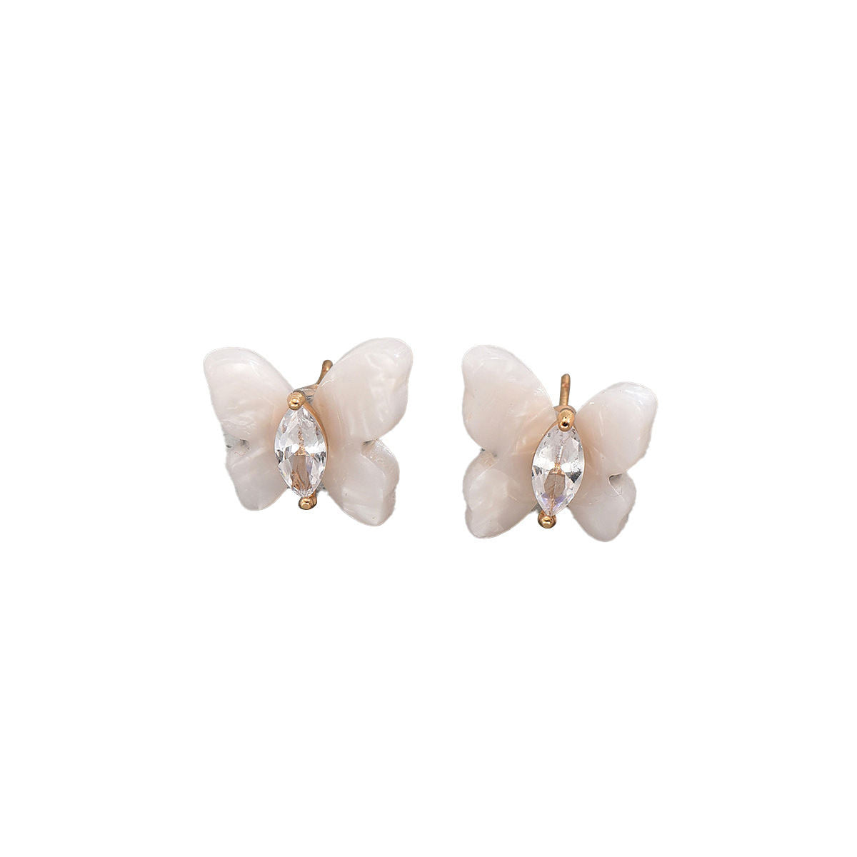 New Arrival Cross-border Japanese Korean Style Women Stud Earrings, Niche Butterfly Shape Design Inlaid Cubic Zirconia, Versatile Daily Ear Jewelry For Ladies
