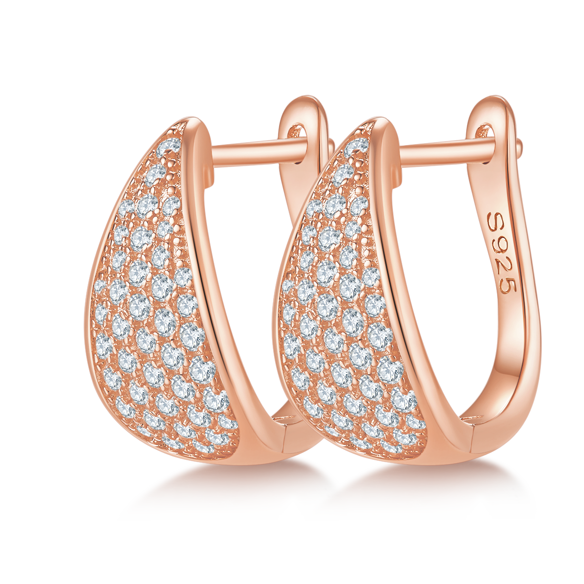 3.1g S925 Sterling Silver 83-Stone Moissanite Hoop Earrings  Teardrop Pave Huggie Hoops With GRA Certificate, Platinum Plated Fine Jewelry Gift Box Set For Women
