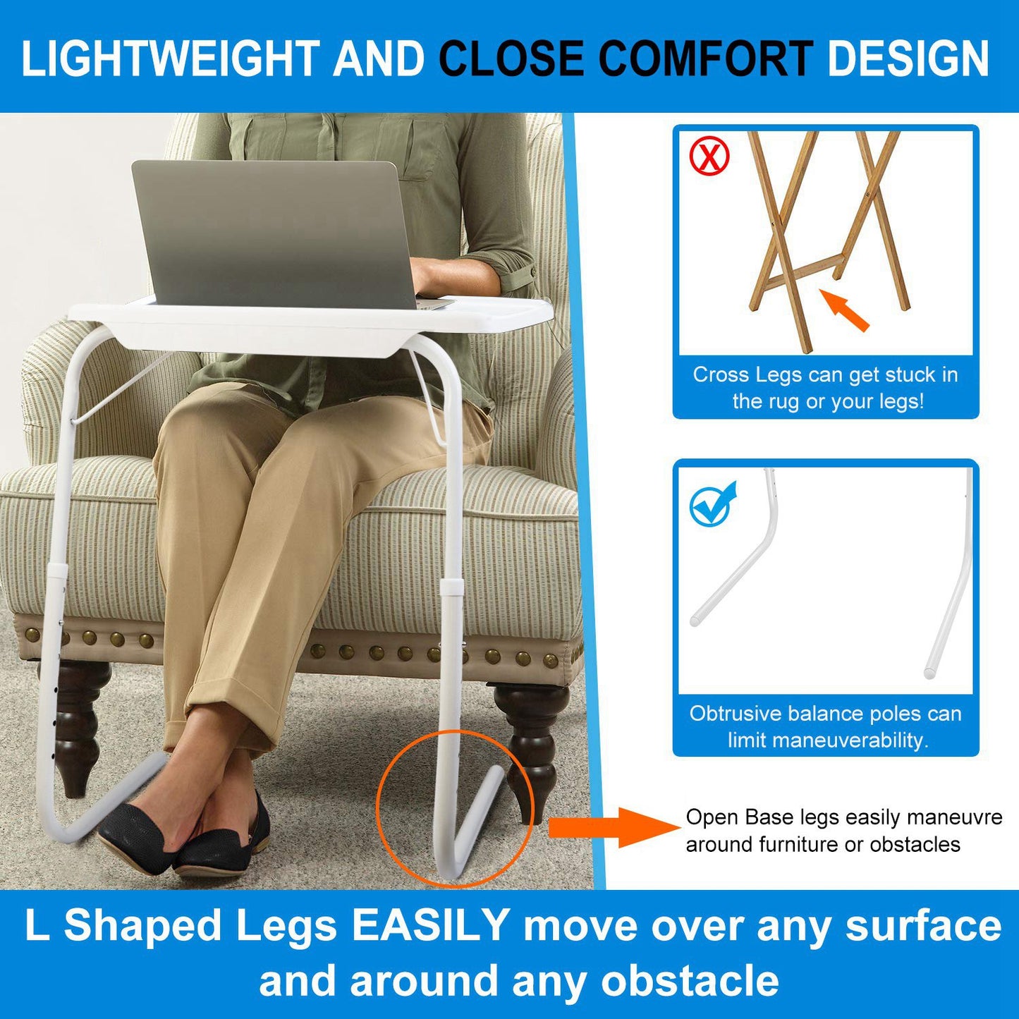 1Pc Foldable Tray Table Portable Sofa TV Tray 6 Heights 3 Angles Laptop Desk Adjustable Eating Dinner Coffee For Bed Dorm Home