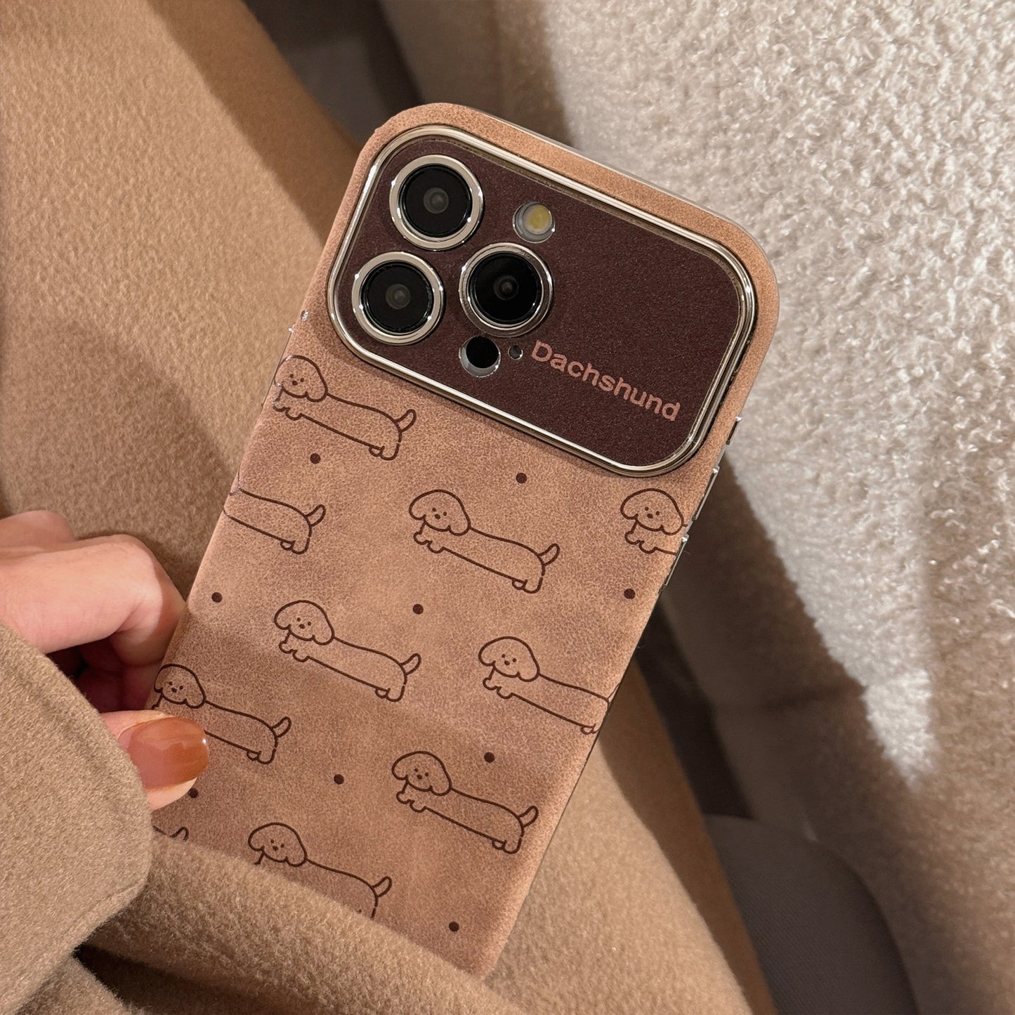 Line-design Plush Phone Case With Lanyard Full-body Protection