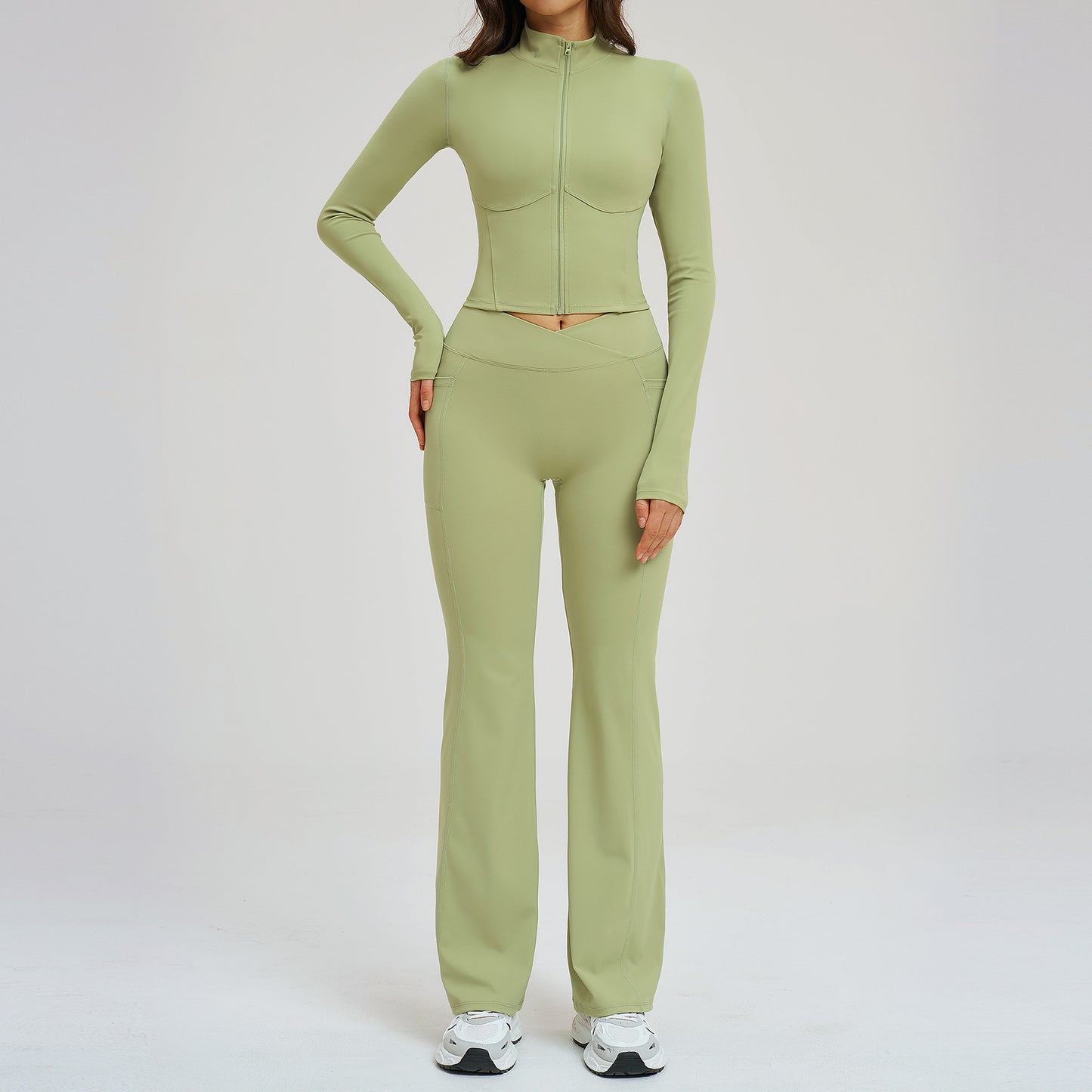 Women's Fitness Apparel Sheer Feel With Zipper