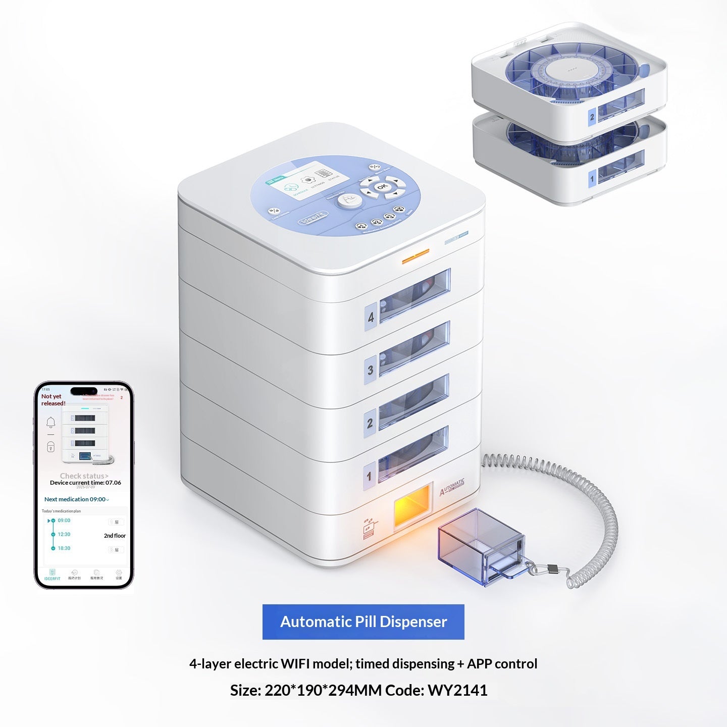 Ideerfit Smart Pill Dispenser With Timed Medication Reminders