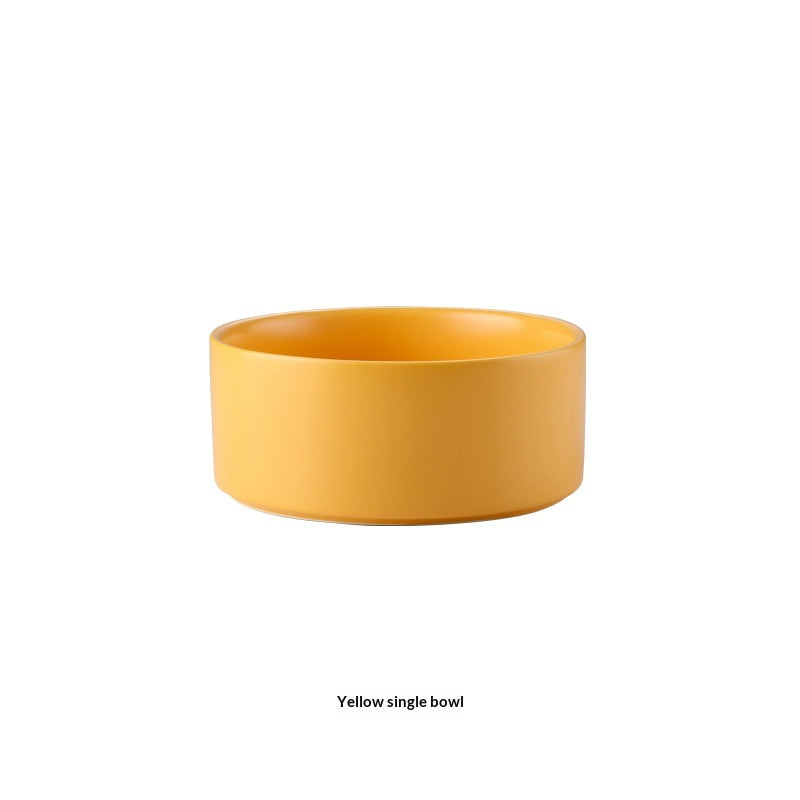 Solid Color Minimalist Home Use Ceramic Cat Food Feed Bowl