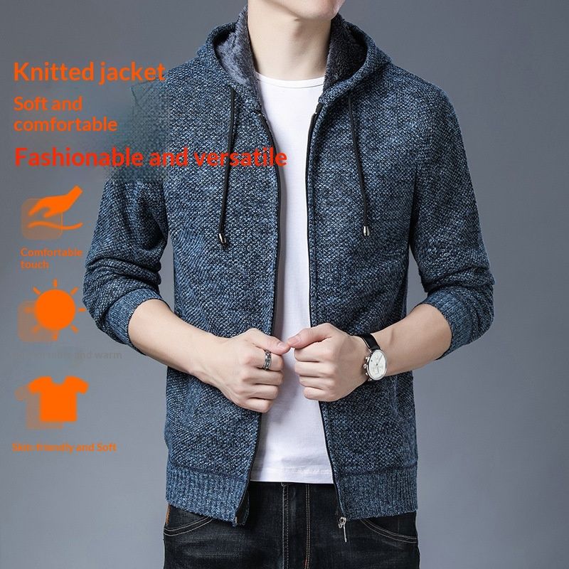 Spring And Autumn Cardigan Men's Korean Version Thickened Sweater