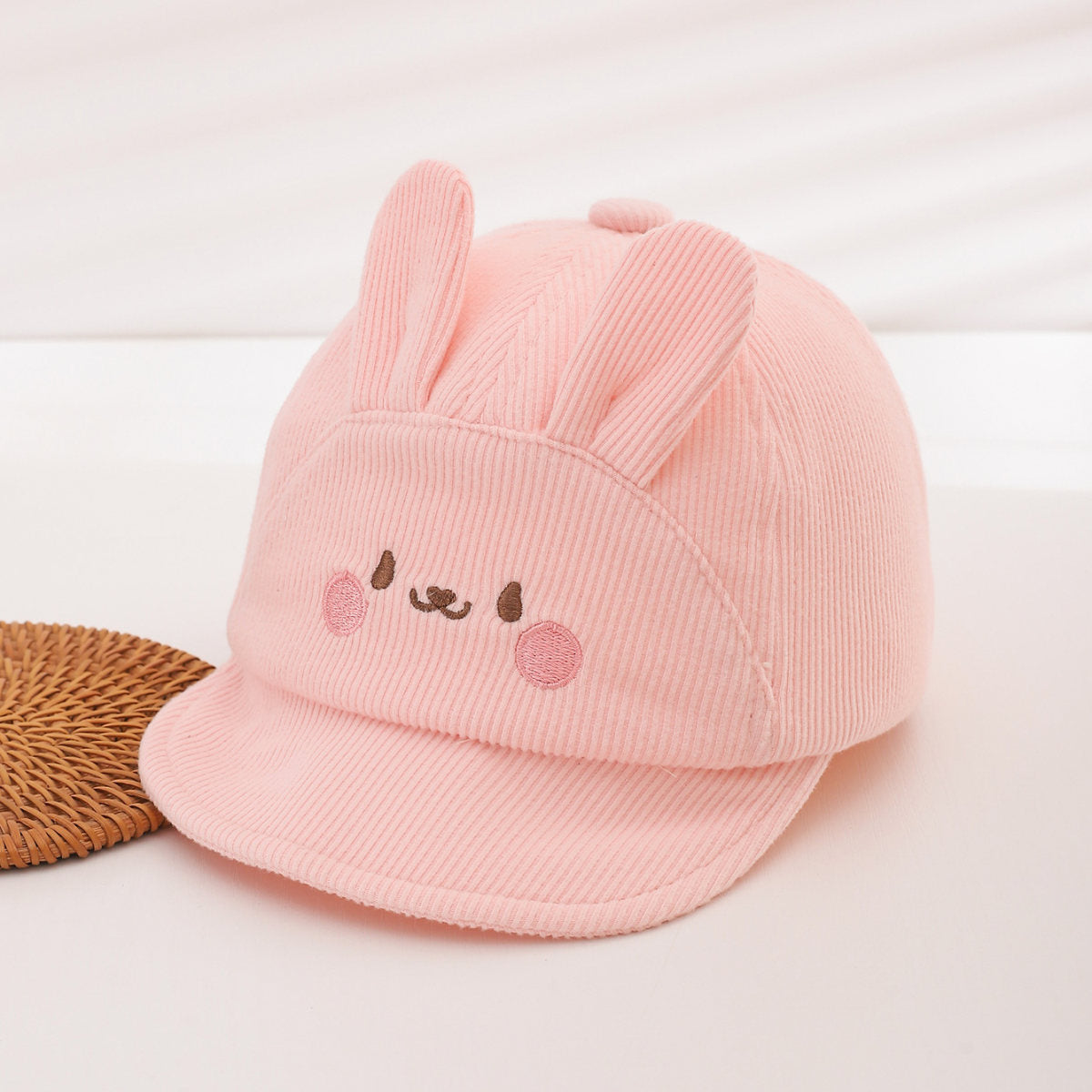 New Style Baby Cotton Flannel Soft-brimmed Baseball Cap With Cartoon Cute Pet Embroidery For Spring, Autumn And Baby Sun Protection.